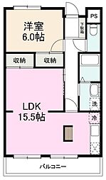 セントラルハイツ屋島 1LDKの間取図画像