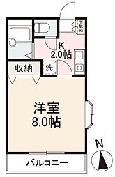 クレイドル6 1Kの間取図画像