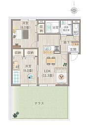 マリベール円座 2LDKの間取図画像