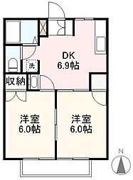 シャルムMB 2DKの間取図画像
