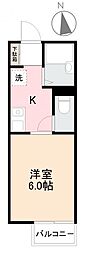 アルコバレーノ北 1Kの間取図画像