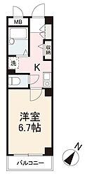 フィネス楠上 1Kの間取図画像