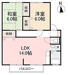 サンライフ・コーダB 2LDKの間取図画像