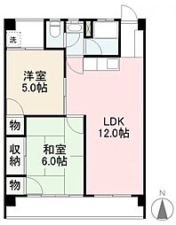 メルベール木太 2LDKの間取図画像