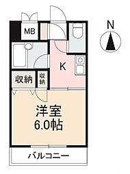 サンドリバー夢源 1Kの間取図画像