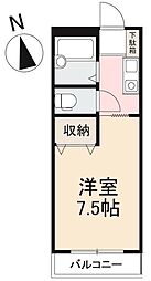 アサダハイツ 1Kの間取図画像