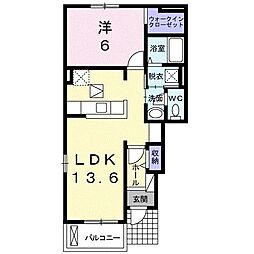 フロル高松B 1LDKの間取図画像