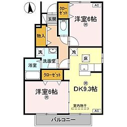 ローズコート一本木G 2DKの間取図画像