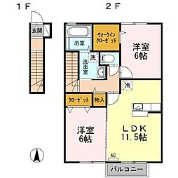 グランモアA 2LDKの間取図画像