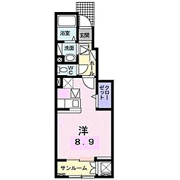 ル・ボヌール三木2 ワンルームの間取図画像