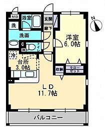 ヴィラブライトン 1LDKの間取図画像