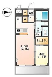 レインボースカイ 1LDKの間取図画像