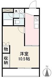 ローズシャンブル 1Kの間取図画像