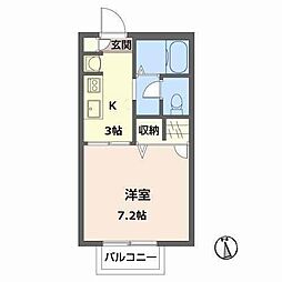 コーポソレイユ 1Kの間取図画像