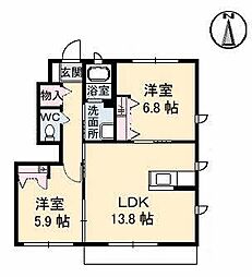 パインテイルA 2LDKの間取図画像