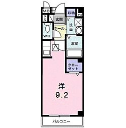 フローラB ワンルームの間取図画像