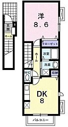 ジュネスMUKAI 1DKの間取図画像