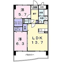 デイドリーム 2LDKの間取図画像