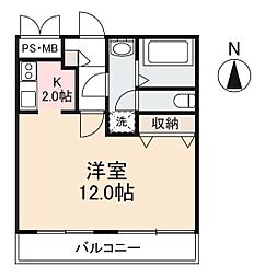 グランヴェール 1Kの間取図画像