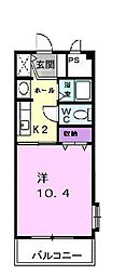 サンライズ宮川 1Kの間取図画像