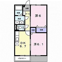 エルディム高木A 2DKの間取図画像