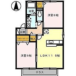カルムA・K1 2LDKの間取図画像