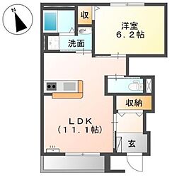 サクラーレ 1LDKの間取図画像