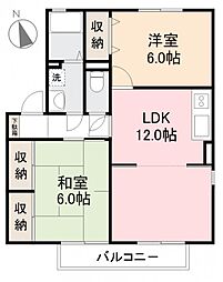 グランドール今里A 2LDKの間取図画像