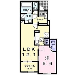 カーサベルデA 1LDKの間取図画像
