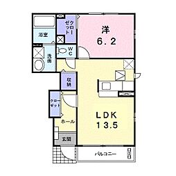 アンダンテC 1LDKの間取図画像