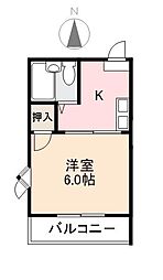 コート紫雲 1Kの間取図画像