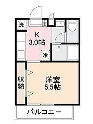 ダイヤモンドハイツA 1DKの間取図画像