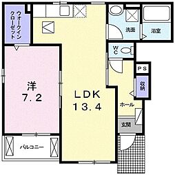 パイン・フィールズ 1LDKの間取図画像