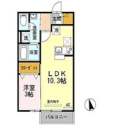 リビングタウン高松中央A 1LDKの間取図画像