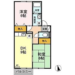 グリーンガーデンF 2DKの間取図画像