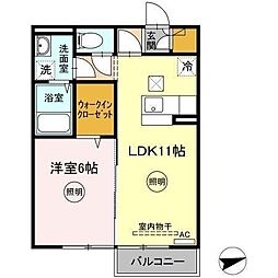 ル・クプル太田 1LDKの間取図画像