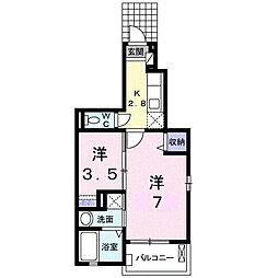 オレンジ窓香 1SKの間取図画像