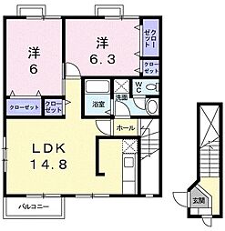 オーブリーy2 2LDKの間取図画像