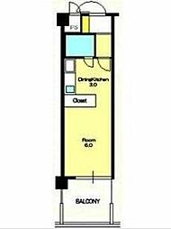 ダイアパレス中新町 1Kの間取図画像