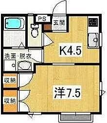 コーポアルファーA 1Kの間取図画像