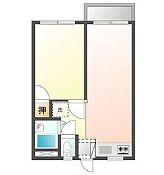 コーポ安西 1LDKの間取図画像
