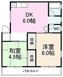 明光マンション 2DKの間取図画像
