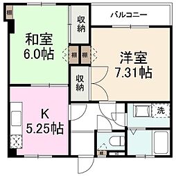 三条駅前ハイツ 2Kの間取図画像
