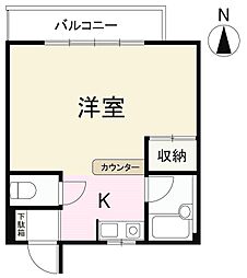 レーベルハイツ 1Kの間取図画像