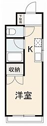 オカモトハイツ2 ワンルームの間取図画像
