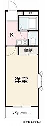 サニーエル白山 1Kの間取図画像