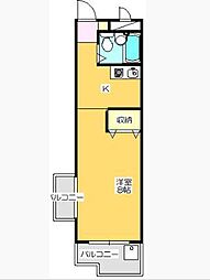 PAZU昌栄 1Kの間取図画像