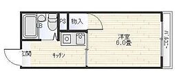 中央コーポ 1Kの間取図画像