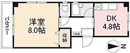 レジデンス北村2 1DKの間取図画像