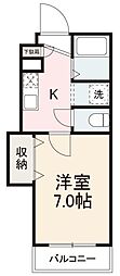 BIGBAN2 1Kの間取図画像